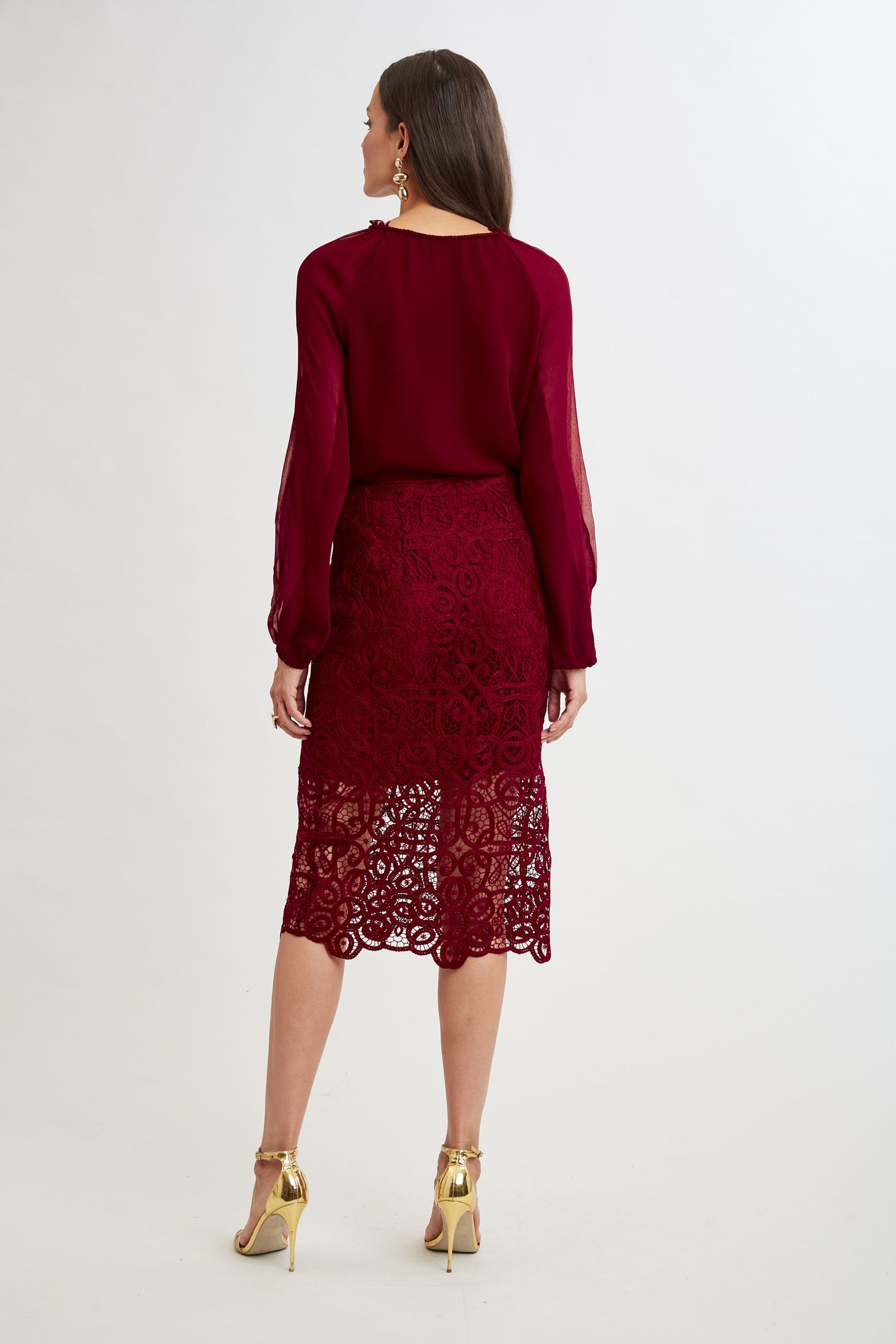 Crochet Lace Midi Skirt