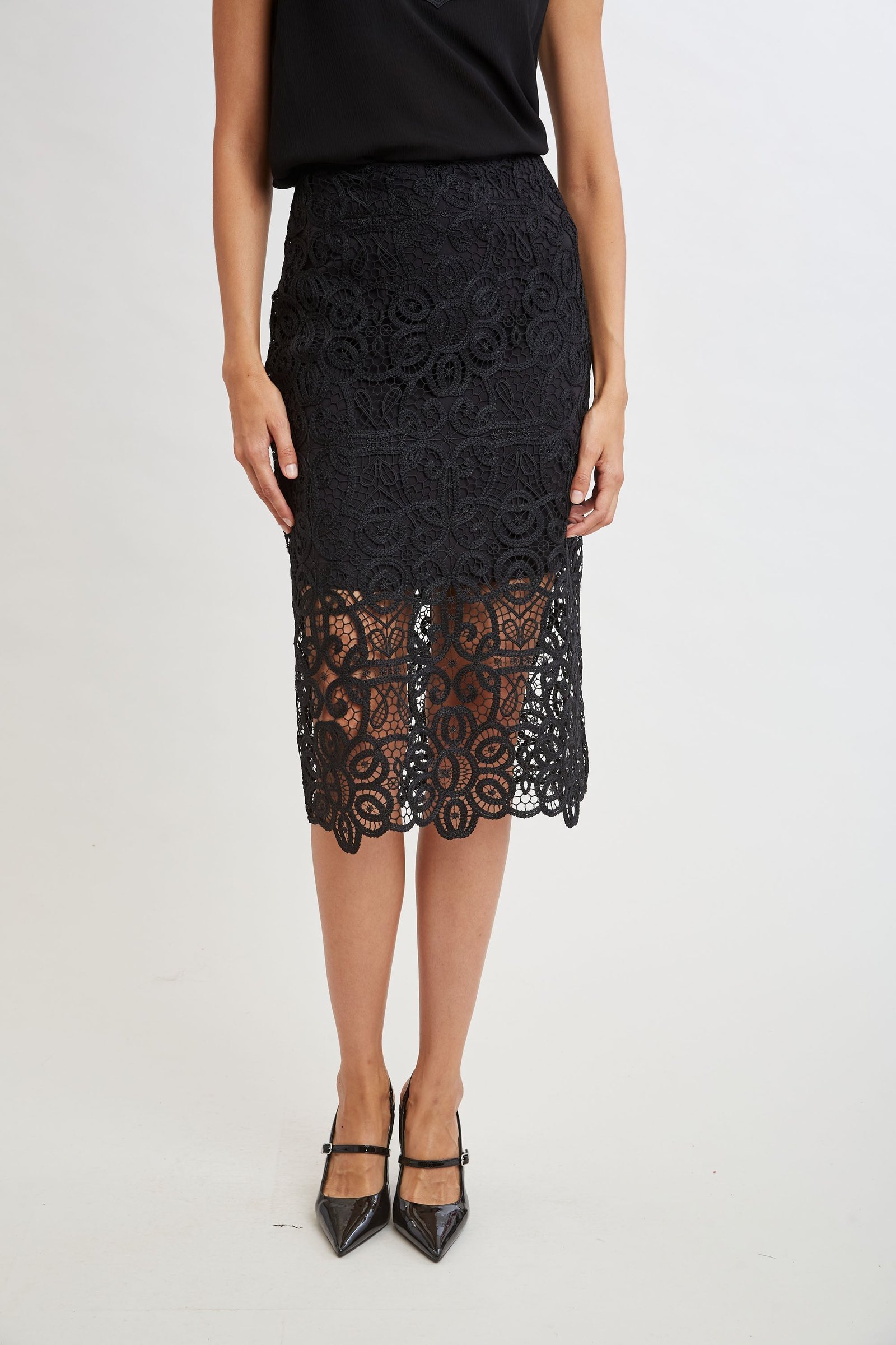 Crochet Lace Midi Skirt